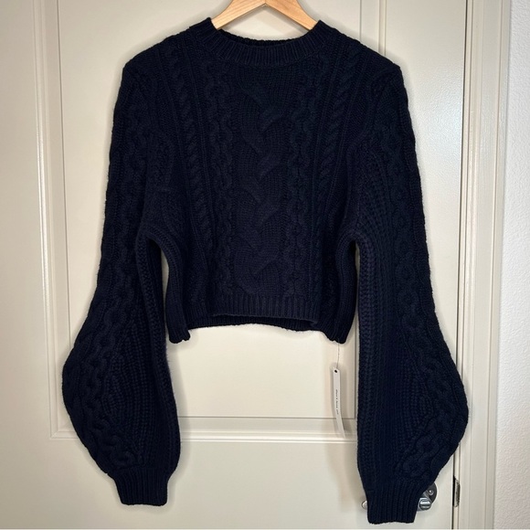 Reformation Sweaters - NWT Reformation The Collection Adela Regenerative Wool Cable Sweater Navy small